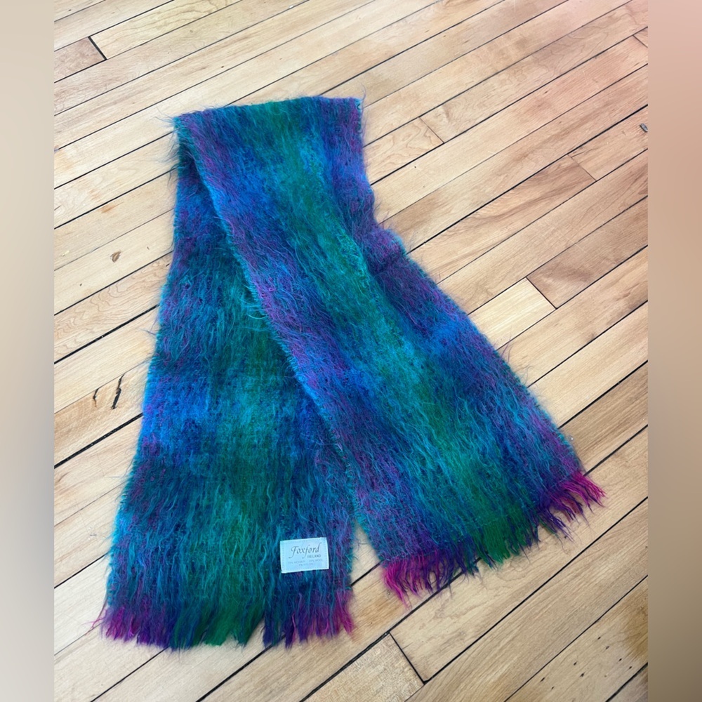 Fayard Multicolor Mohair Blend Scarf - Teal, Purple & Pink
